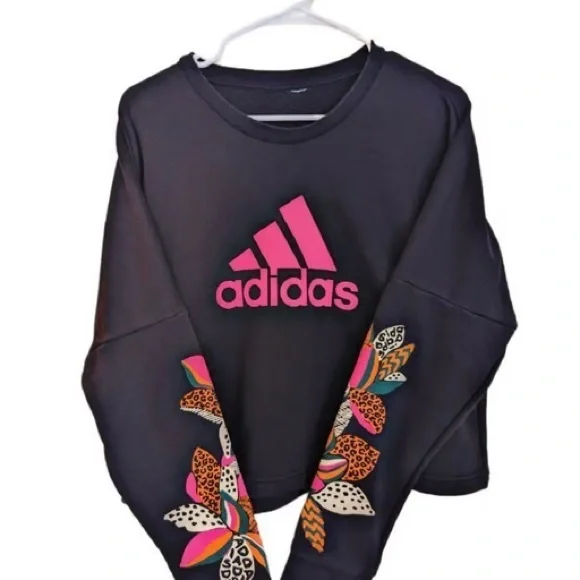 ADIDAS X FARM RIO PRINT LOOSE CROPPED FLEECE
LOGO SWEATSHIRT SMALL - Picture 3 of 8